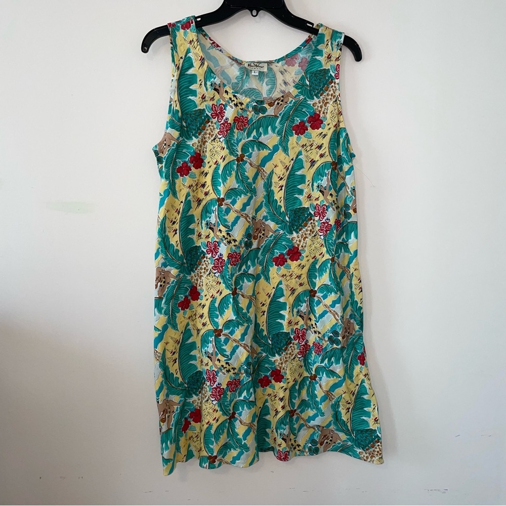 Pau Hana Hawaii Tropical Print Sleeveless Dress Size Large